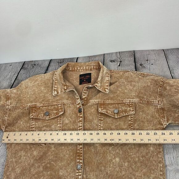 Black Label by CEST TOI Denim Button Down Acid Wash SHACKET Frayed Hem Medium - Picture 11 of 12